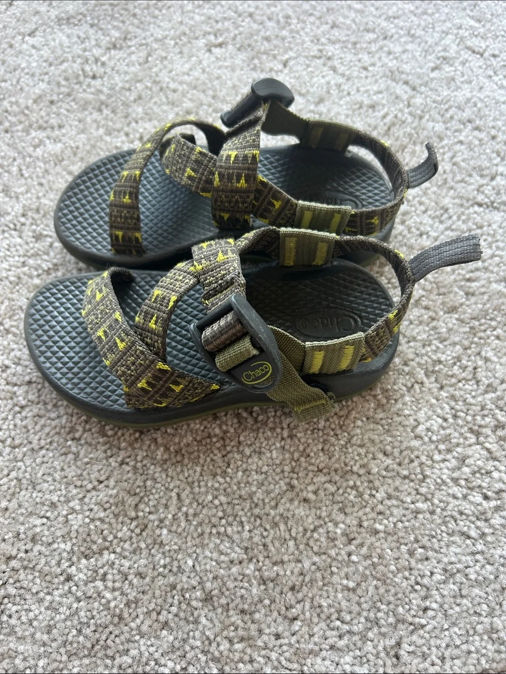 Chaco Kids Brown and Yellow Adjustable Strap Sandals